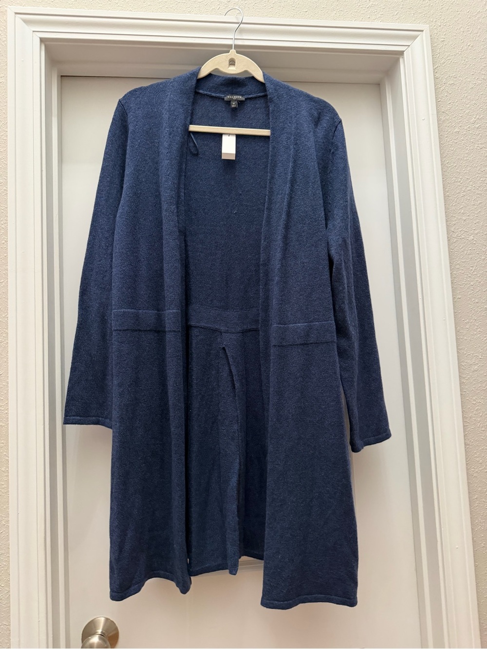 Talbots Navy Open-Front Long Cardigan